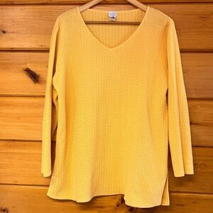 Eileen Fisher V Neck Long Sleeve Cotton Textured Women’s Pullover Sweater Large
